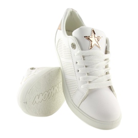 Sneakers con stella bianca A6213 WHITE / CHAMPAGNE 2
