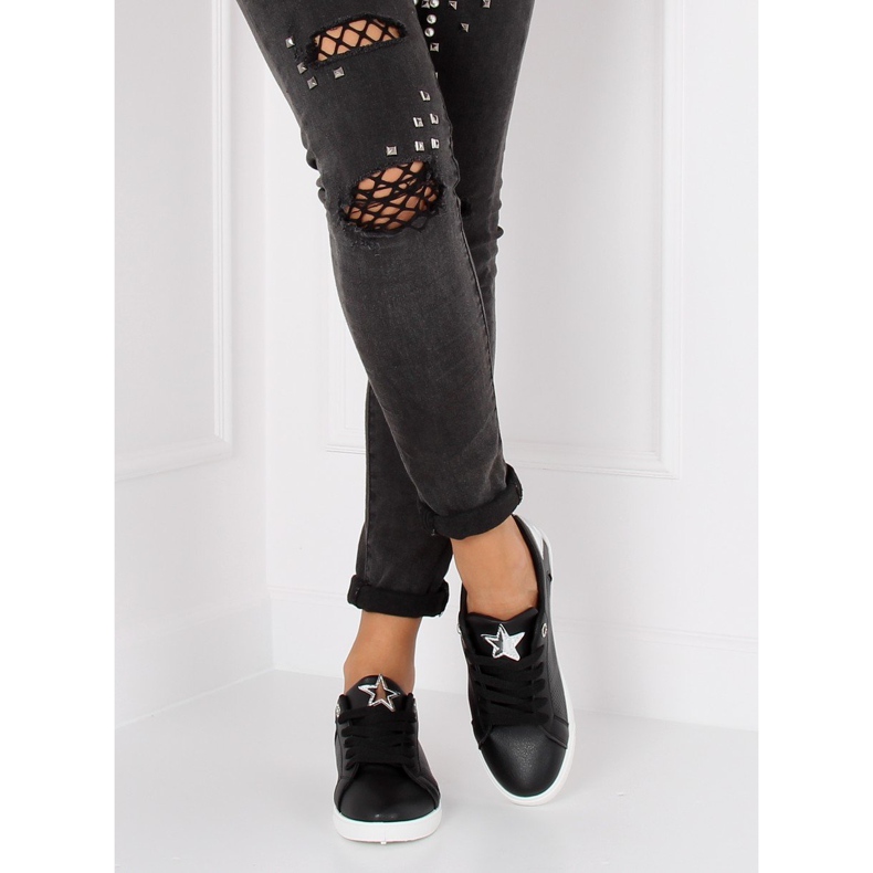 Sneakers nere con stella A6213 Black nero 2