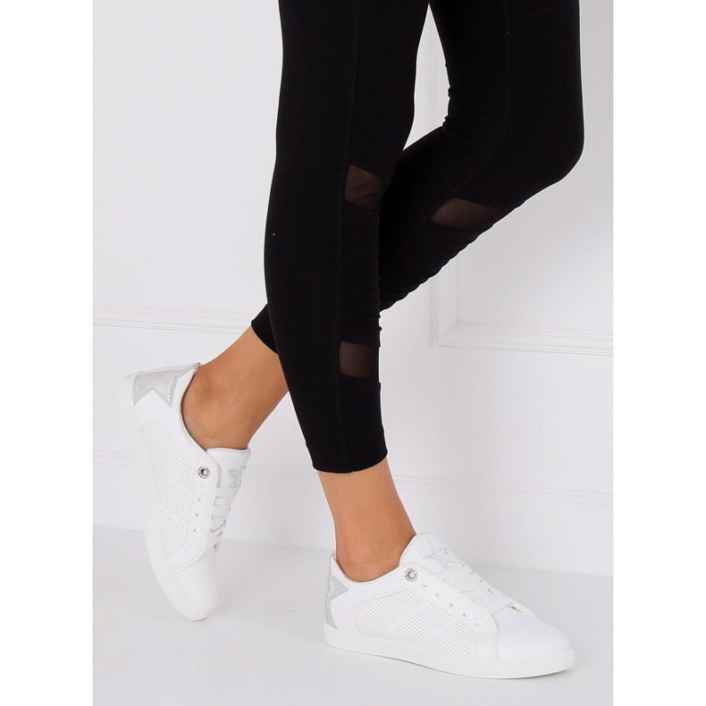 Sneakers bianche con stella A6213 WHITE/SILVER bianca 1