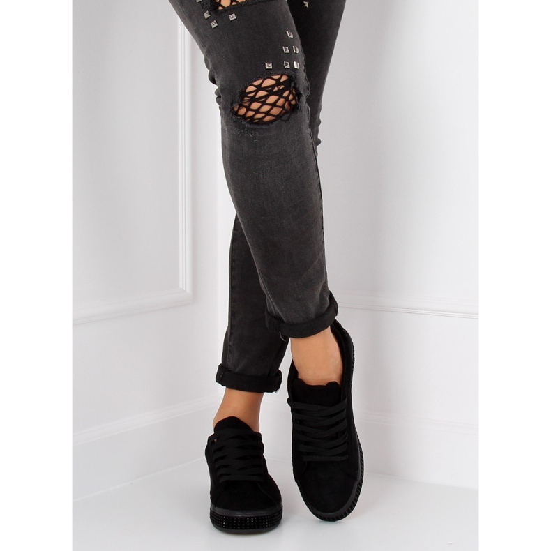 Nere BS098 Sneakers nere con pietre nero 2