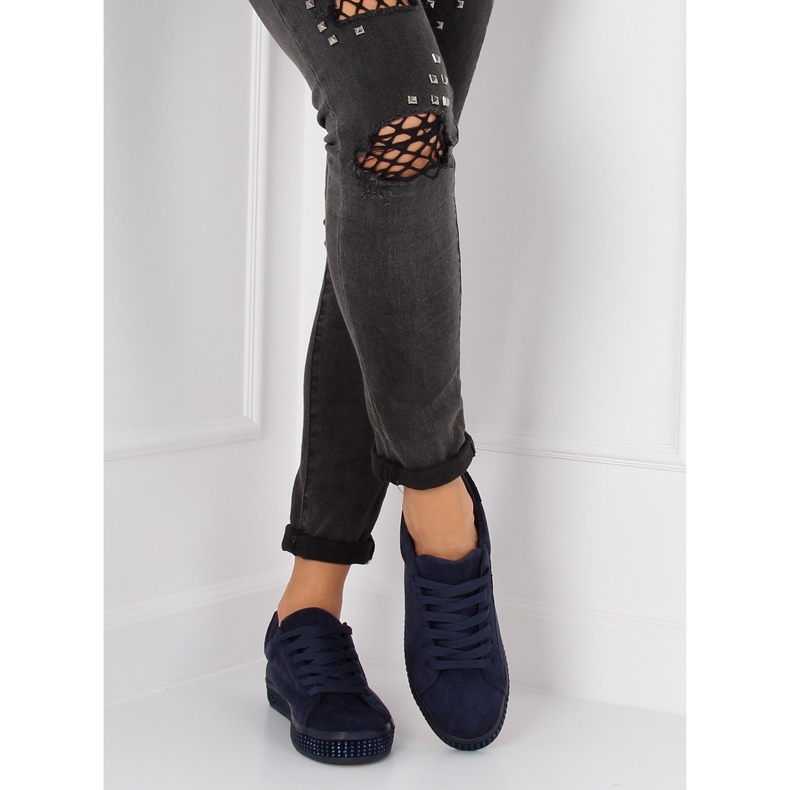 Sneakers con pietre BS098 Blu blu navy 2