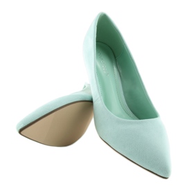 Décolleté con tacco basso menta P-6377 Green blu 1