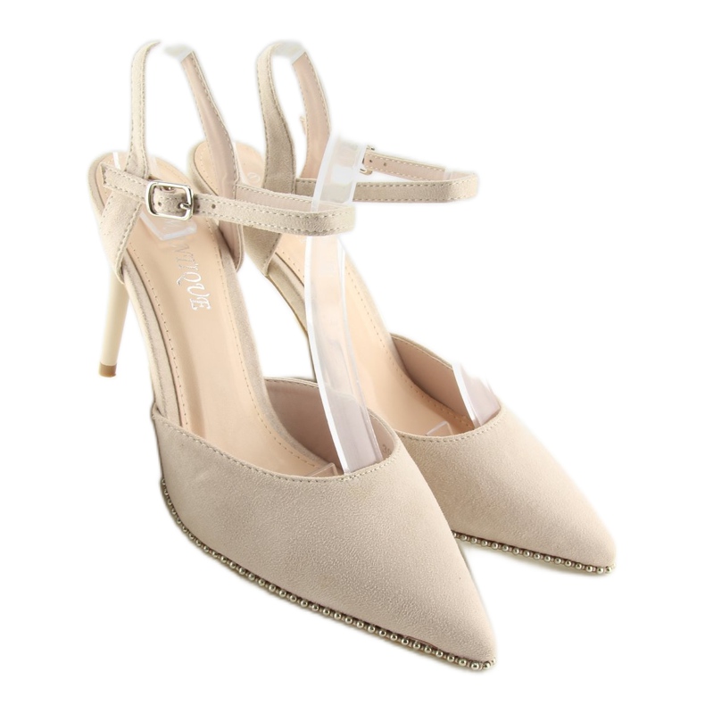 Sandali beige su tacco alto J1126-1 Beige 1