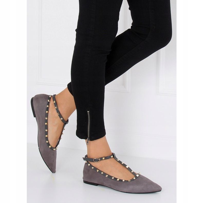 Ballerine con tacco grigie 127-13 Grigio 1