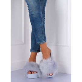 Grigio CK77P Pantofole grigie con pelliccia 1