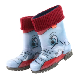 Stivali per bambini Demar, stivali di gomma con un calzino blu grigio rosso 4