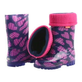 Stivali da pioggia per bambini Demar cuori calzini caldi rosa blu navy 5