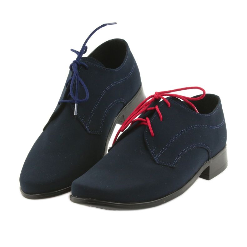 Scarpe basse da bambino Miko, scarpe Prima Comunione in camoscio blu navy 4
