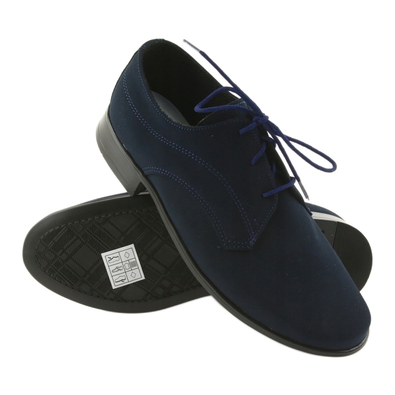 Scarpe basse da bambino Miko, scarpe Prima Comunione in camoscio blu navy 3
