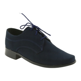 Scarpe basse da bambino Miko, scarpe Prima Comunione in camoscio blu navy 1