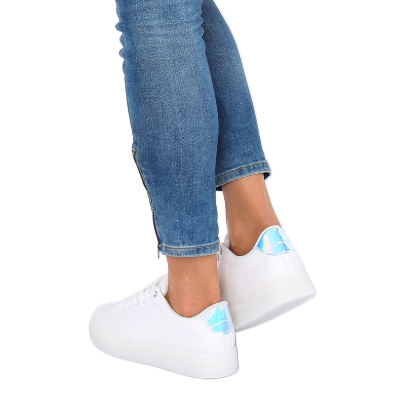 White LA38P Sneakers bianche su suola alta bianca blu 1