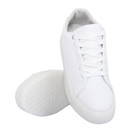 White LA38P Sneakers bianche su suola alta bianco blu 2