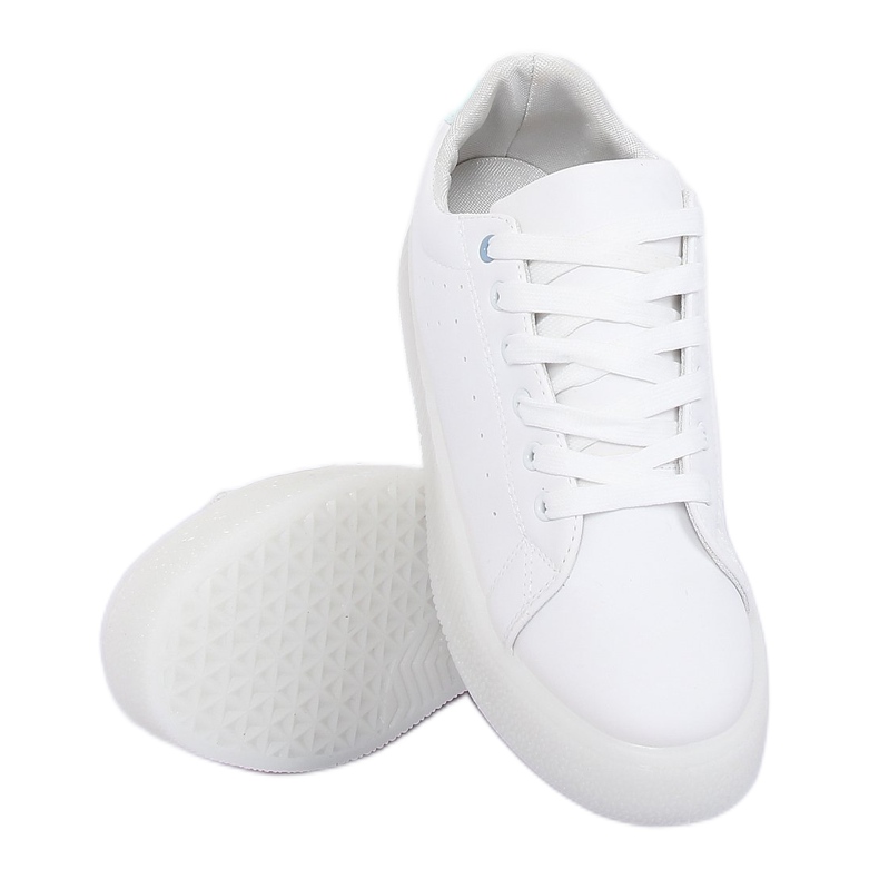 White LA38P Sneakers bianche su suola alta bianco blu 2
