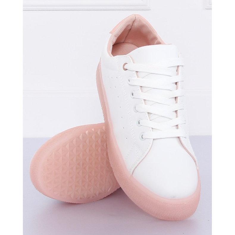 Sneakers su suola alta bianca e rosa LA38P Pink bianco 2