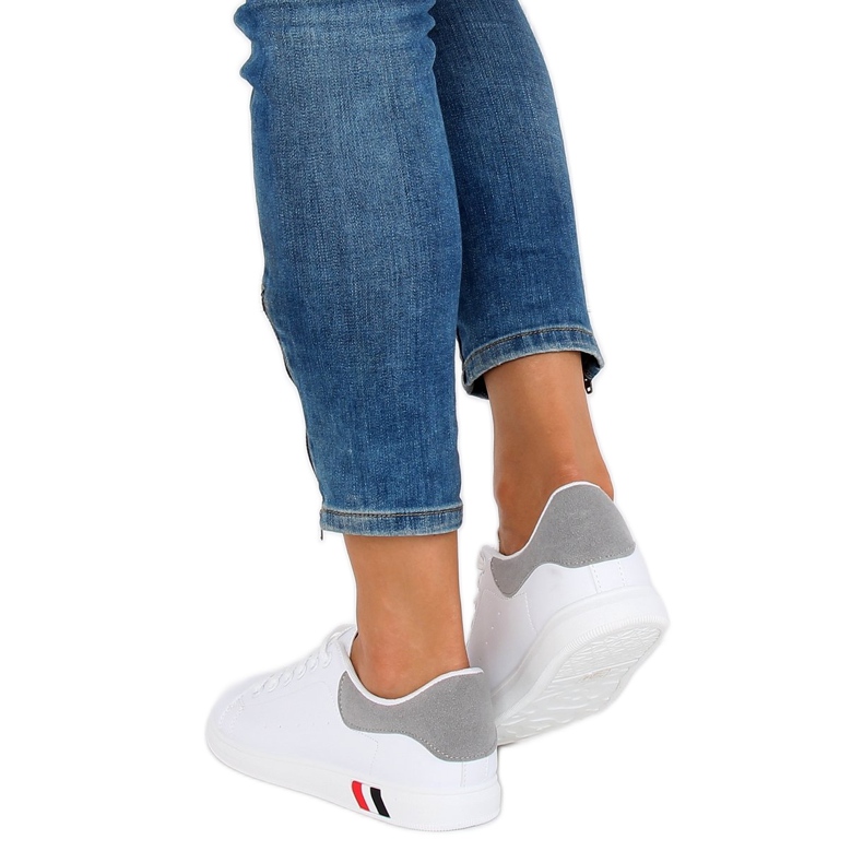 Sneakers da donna bianche e grigie BL147P Grey bianca 1