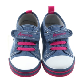 Sneakers da bambino American Club blu con velcro 28/19 rosa 3