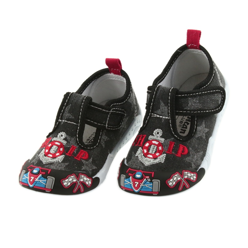 Sneakers da bambino American Club nere con velcro 26/19 nero grigio rosso 4