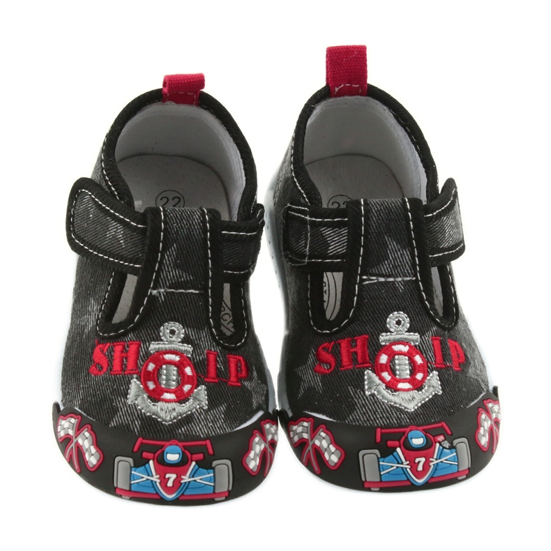 Sneakers da bambino American Club nere con velcro 26/19 nero grigio rosso 3