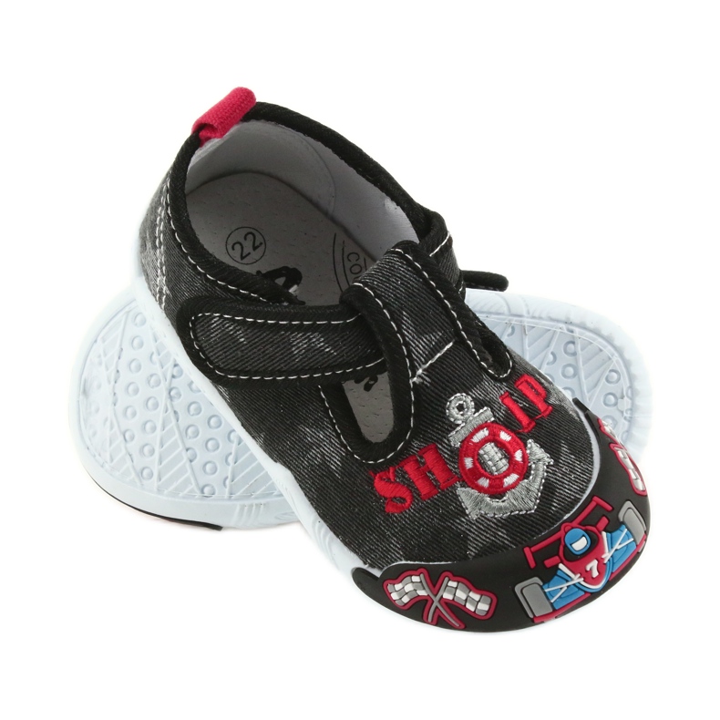 Sneakers da bambino American Club nere con velcro 26/19 nero grigio rosso 2