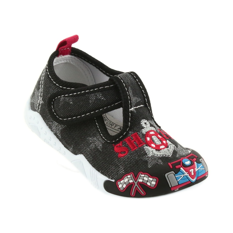 Sneakers da bambino American Club nere con velcro 26/19 nero grigio rosso 1