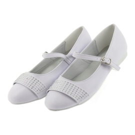 Décolleté, scarpe per bambini, ballerine, strass da comunione American Club 19/11 bianco 4