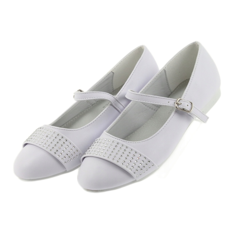 Décolleté, scarpe per bambini, ballerine, strass da comunione American Club 19/11 bianco 4