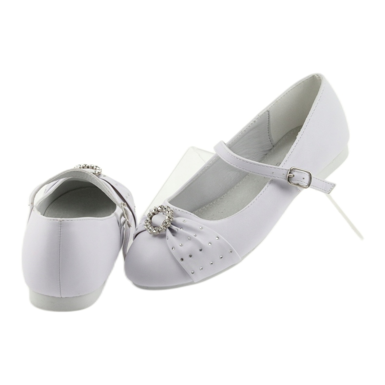 Ballerine con strass da comunione American Club 12/19 bianco 4