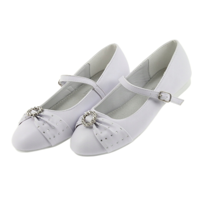 Ballerine con strass da comunione American Club 12/19 bianco 3
