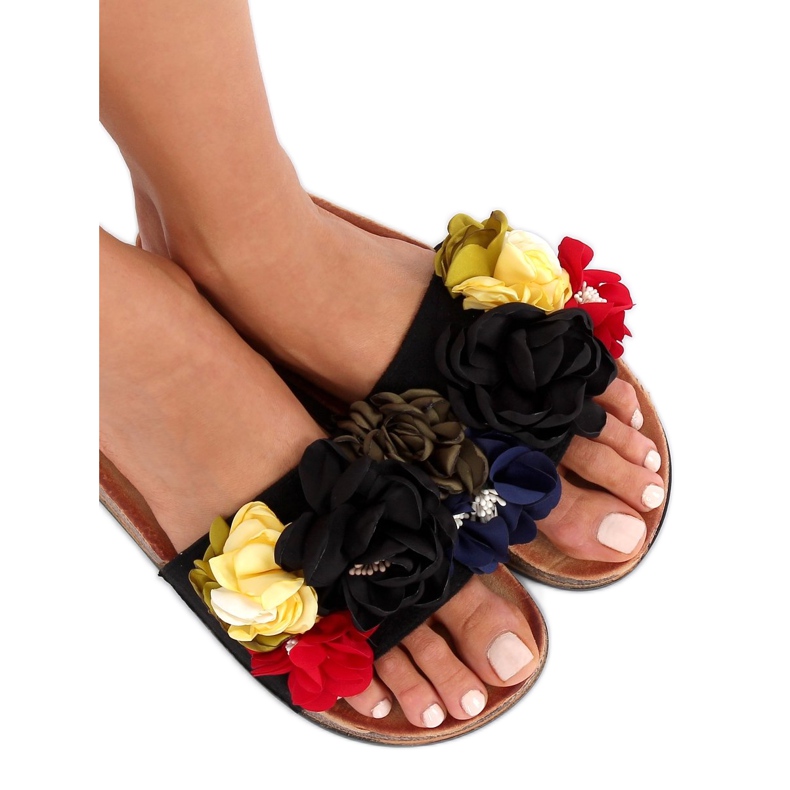 Pantofole nere da donna nere P-848 Black nero multicolore 1