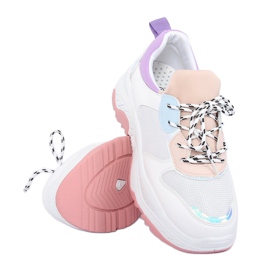 Scarpe sportive bianche e viola B0-63 WHITE/PURPLE bianco 1