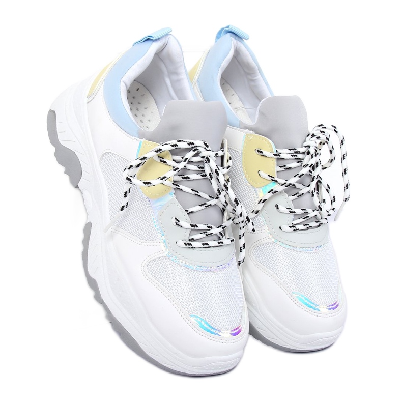 Scarpe sportive bianche e blu B0-63 WHITE / BLUE bianco 1