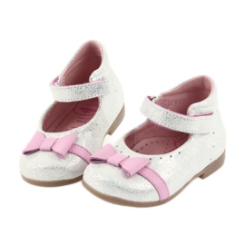 Velcro ballerine scarpe per bambini Ren But 1493 DISKO bianca grigio rosa 4