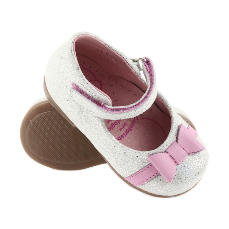Velcro ballerine scarpe per bambini Ren But 1493 DISKO bianco grigio rosa 3