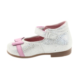 Velcro ballerine scarpe per bambini Ren But 1493 DISKO bianca grigio rosa 2