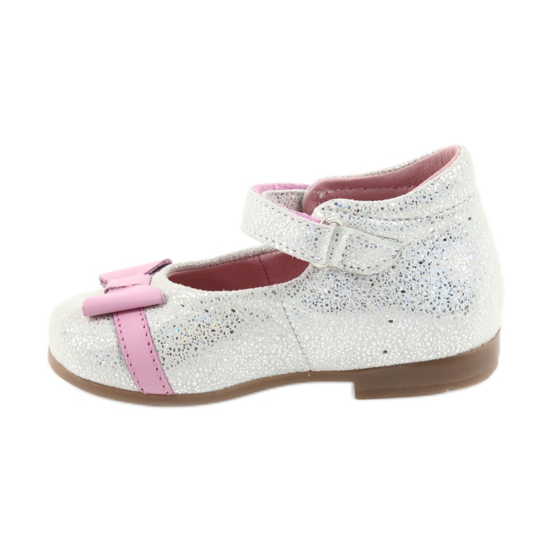 Velcro ballerine scarpe per bambini Ren But 1493 DISKO bianca grigio rosa 2