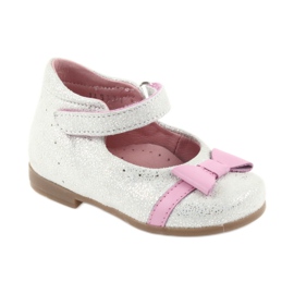 Velcro ballerine scarpe per bambini Ren But 1493 DISKO bianco grigio rosa 1