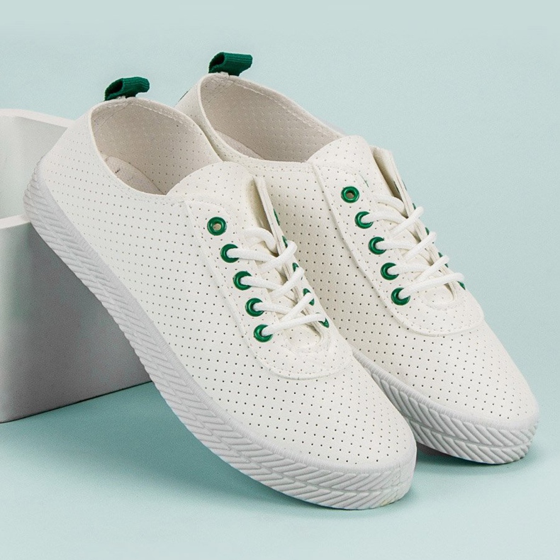 Kylie Sneakers annodate traforate bianco 2
