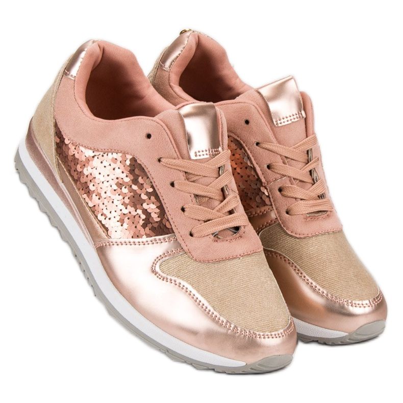 Scarpe sportive con paillettes rosa 1