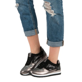 Scarpe sportive con paillettes nero grigio giallo 2