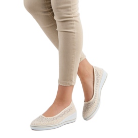 Scarpe con zeppa traforate marrone 2