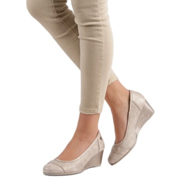 Pumps glitterate sulla zeppa VINCEZA marrone 2