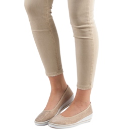 Comer Scarpe da ginnastica con zeppa dorate d'oro 1