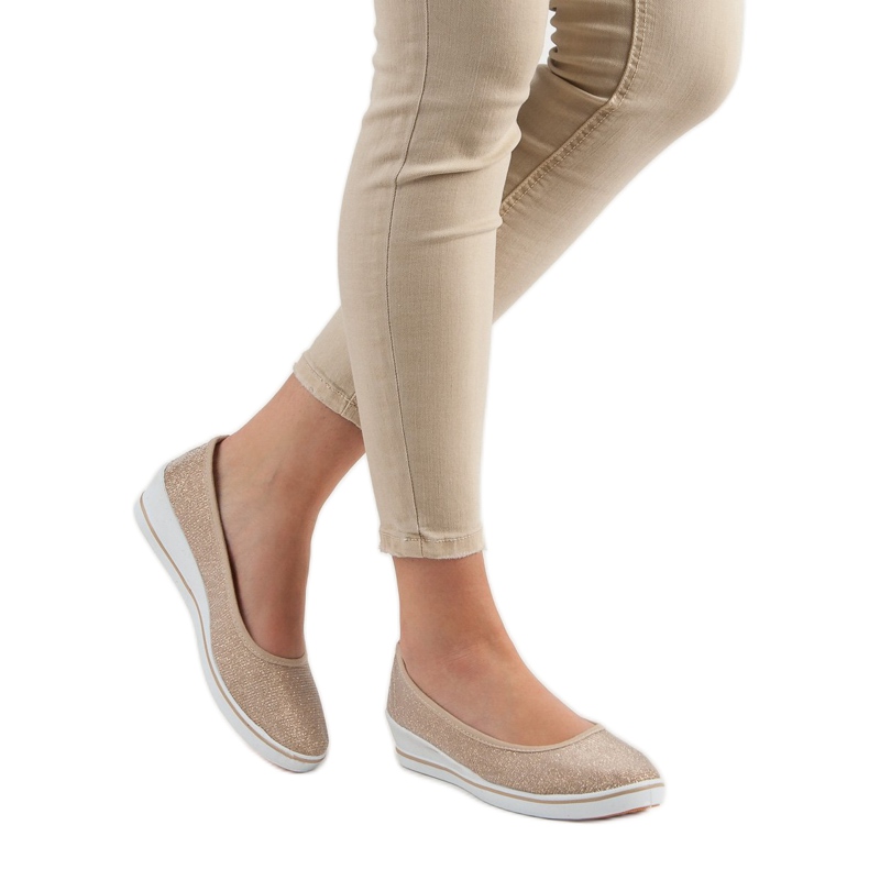 Comer Scarpe da ginnastica con zeppa dorate d'oro 2