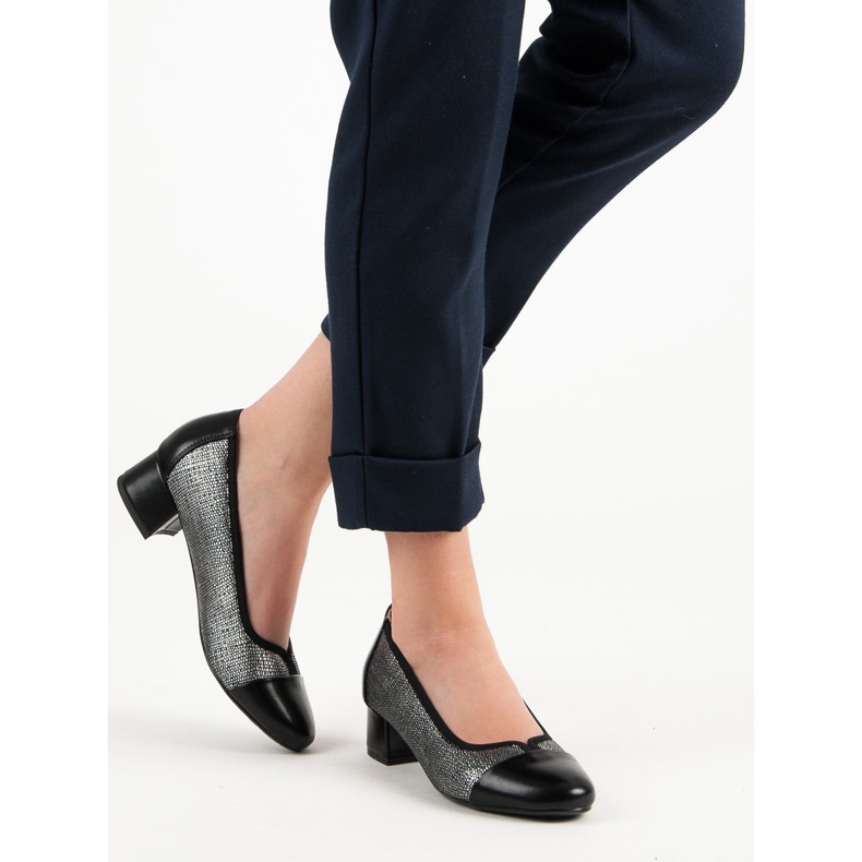 Décolleté sul tacco piatto VINCEZA nero grigio 2