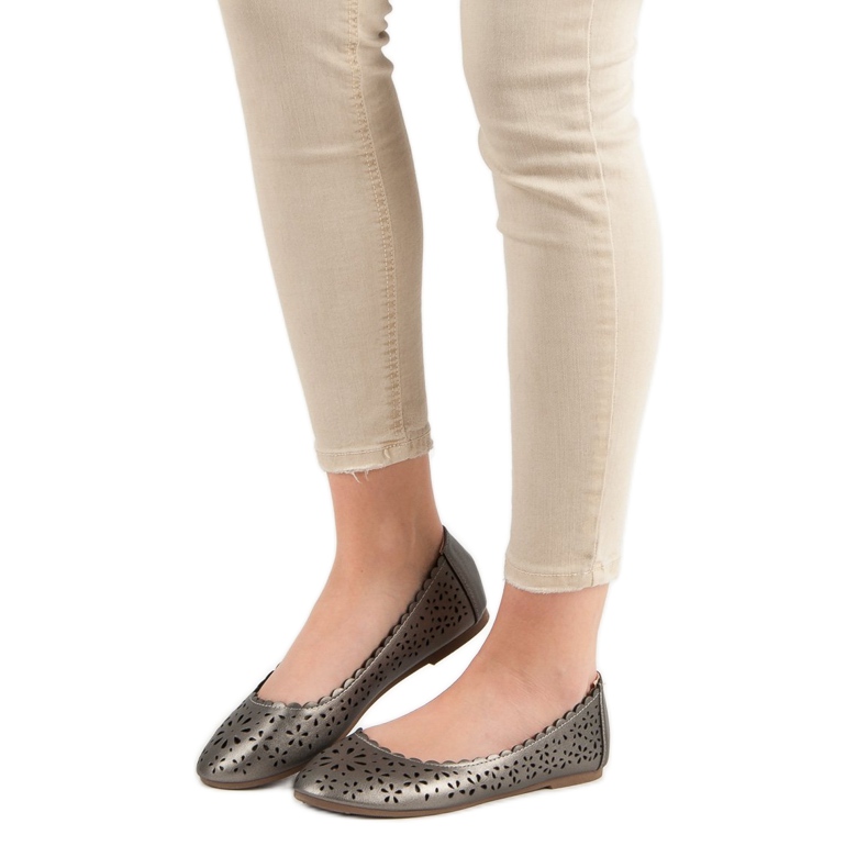 VINCEZA ballerine traforate grigio 2