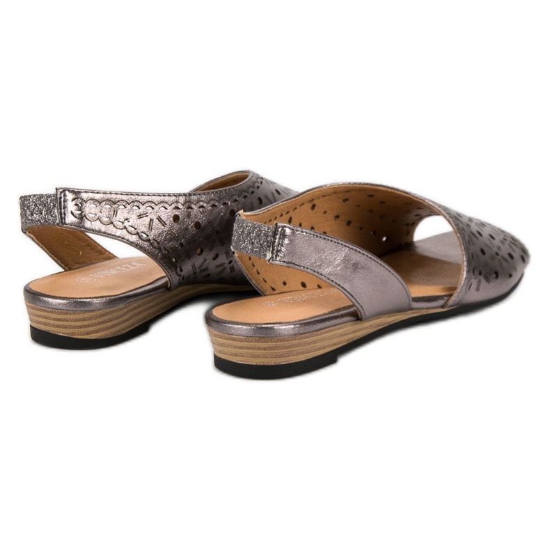 VINCEZA sandali traforati grigio 1