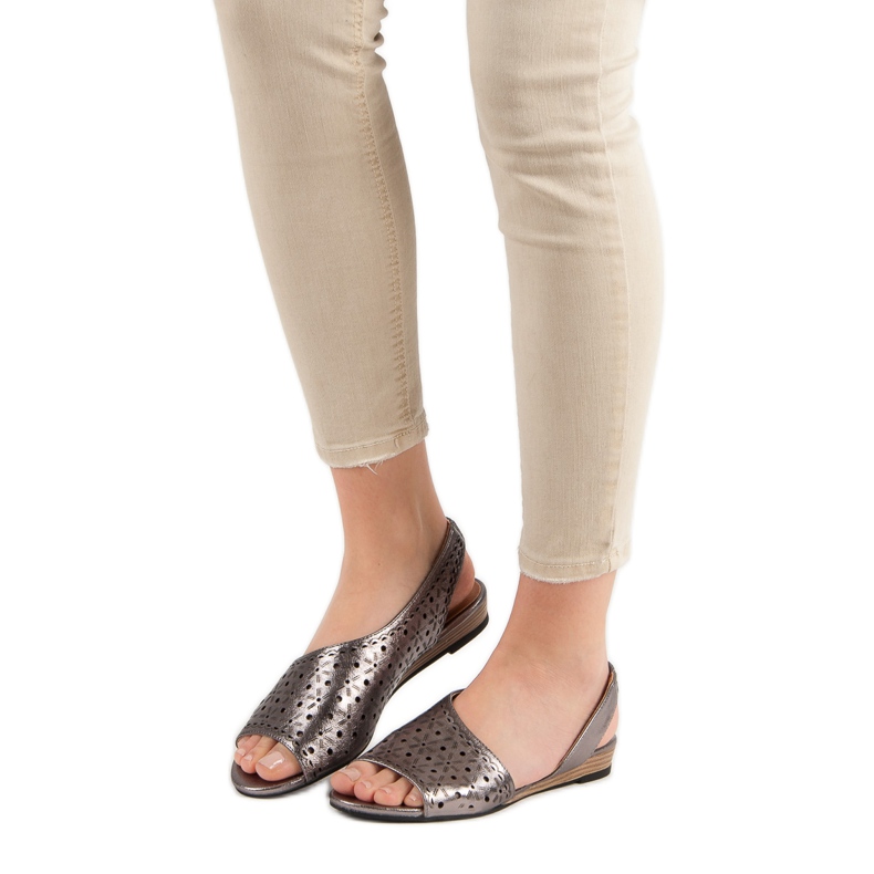 VINCEZA sandali traforati grigio 2