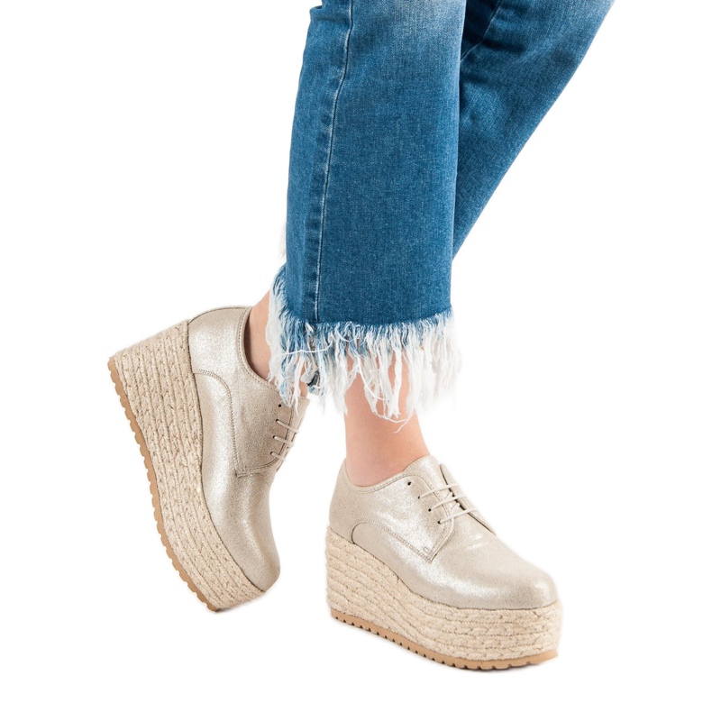 Corina Espadrillas stringate alla moda giallo 1