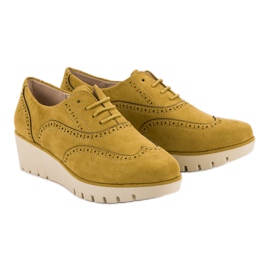 Corina Scarpe con zeppa senape giallo 1