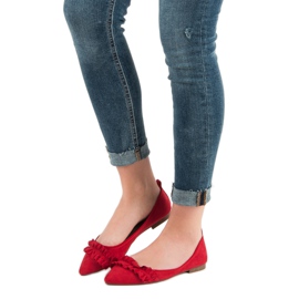 Corina Ballerine Scamosciate Con Volant rosso 1